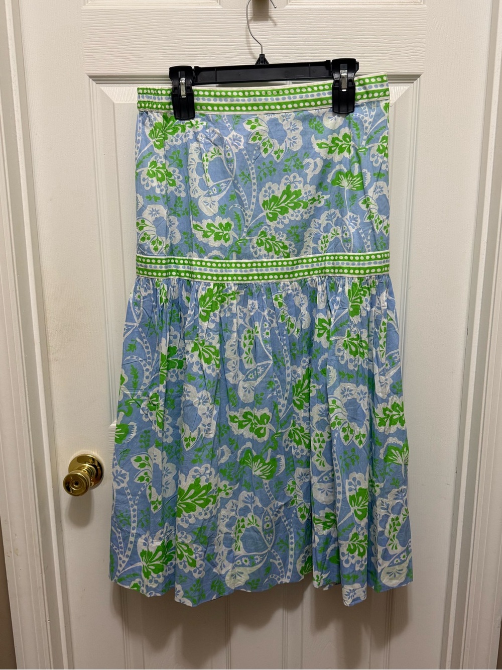 Gretchen Scott Blue & Green Floral Tiered Skirt - Size M - 100% Cotton - Picture 2 of 7